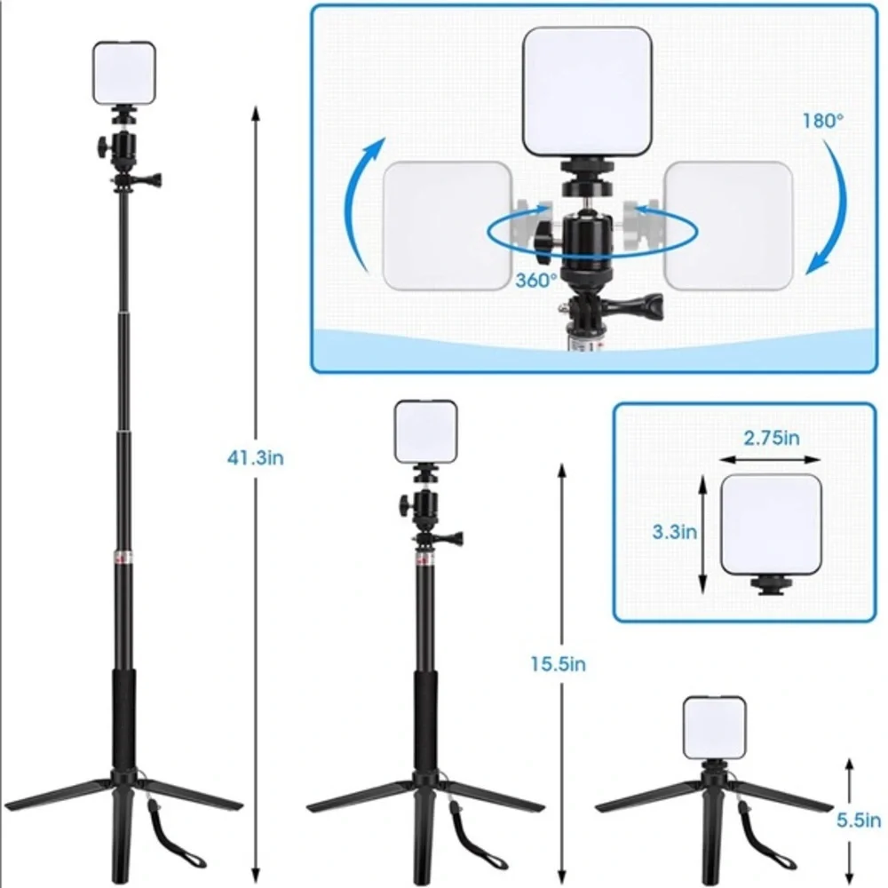 Streaming Video Conference Lighting Kit with Tripod Stand & Suction Cup